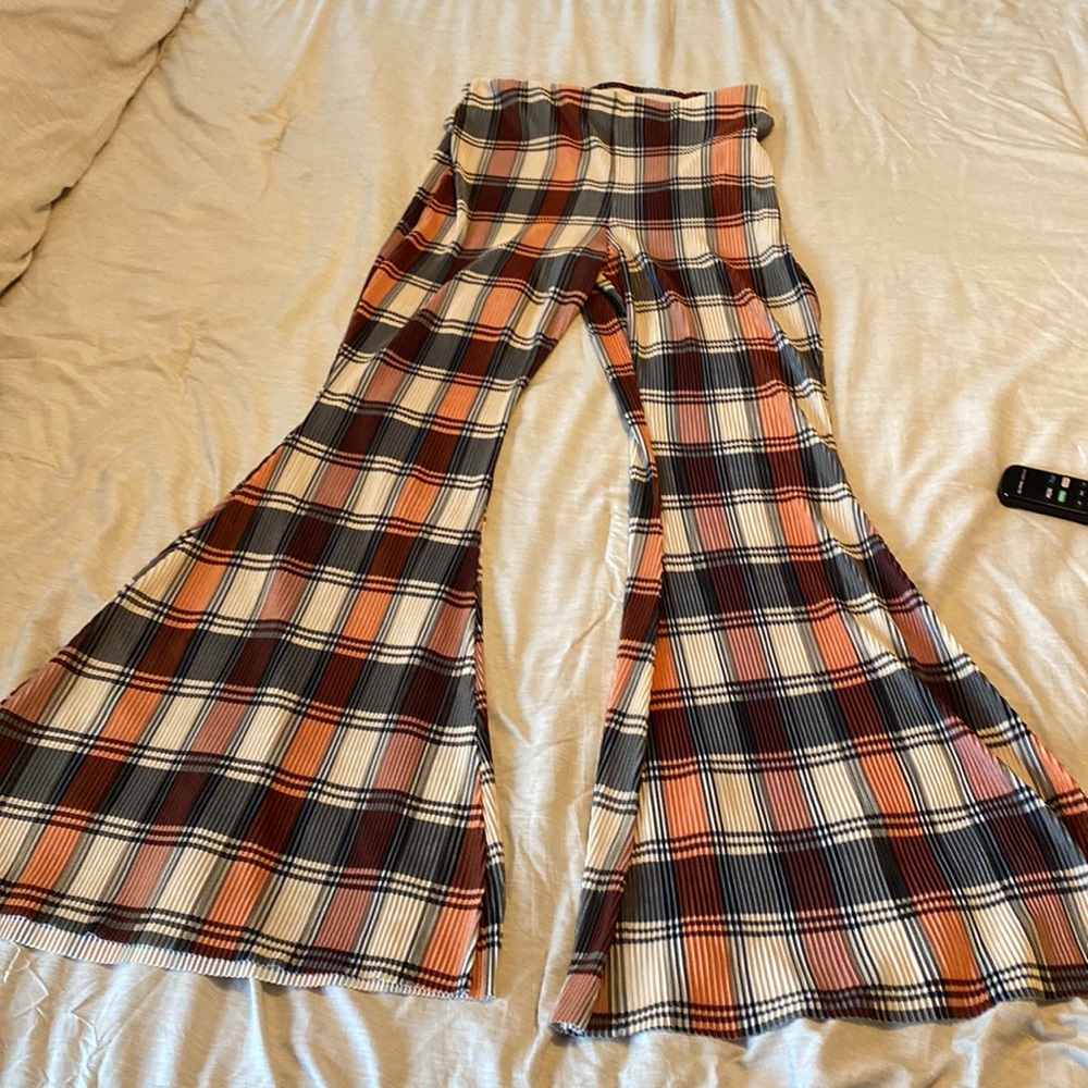 Free People Flare Plaid Pant